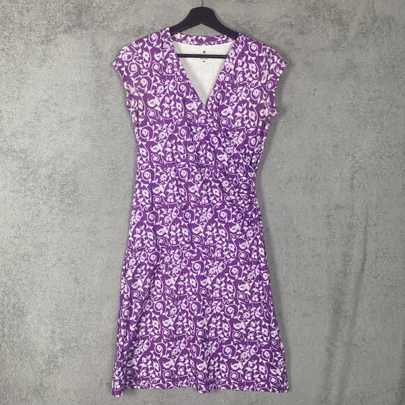 Athleta Dresses & Skirts - Athleta Dress Womens XS Purple Surplice V-Neck Ruched Wrap Midi Travel